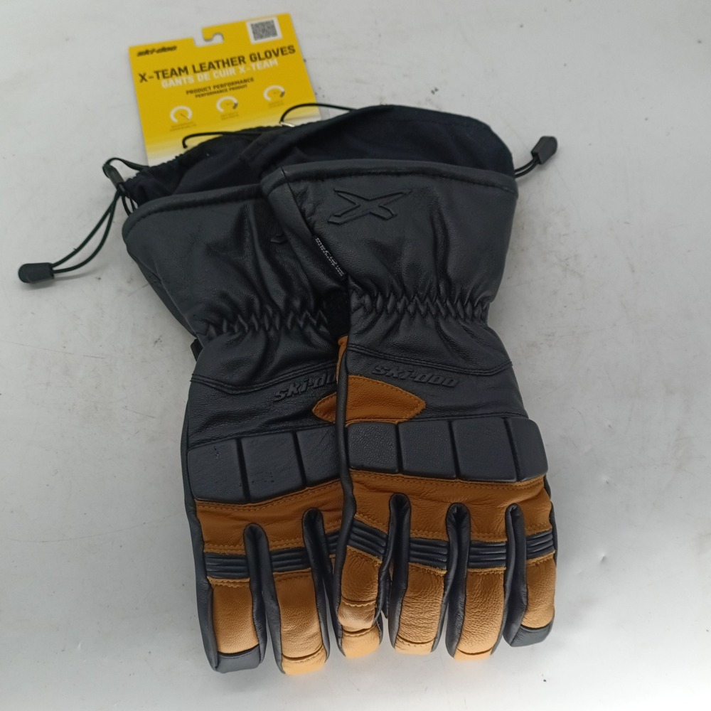 Ski-Doo X-Team Leather Gloves Men Medium Khaki Black Primaloft 4463560605 NWT a1